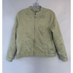 Susan Bristol Quilted Full Zip Jacket Light Green Short Long Sleeve Women's M